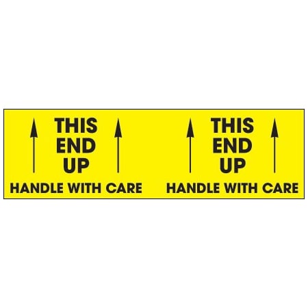 Bsc Preferred 3 x 10'' - ''This End Up - Handle With Care'' Fluorescent Yellow Labels BUY00031101